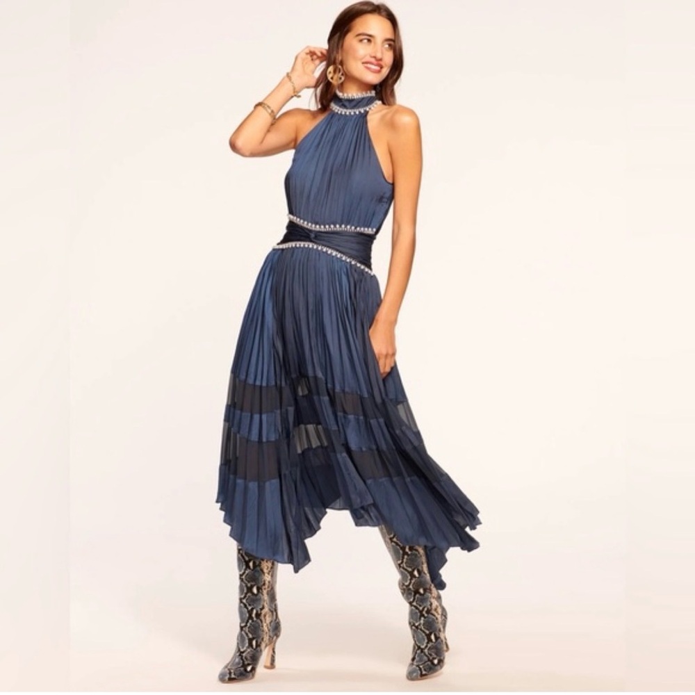 Ramy Brook Alora Embellished Midi in Navy